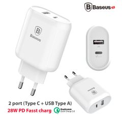 Bộ sạc nhanh đa năng 28W/ 32W Baseus Bojure cho Smartphone/ Tablet/ Macbook (2 Ports , USB + Type C PD Quick charge 3.0)