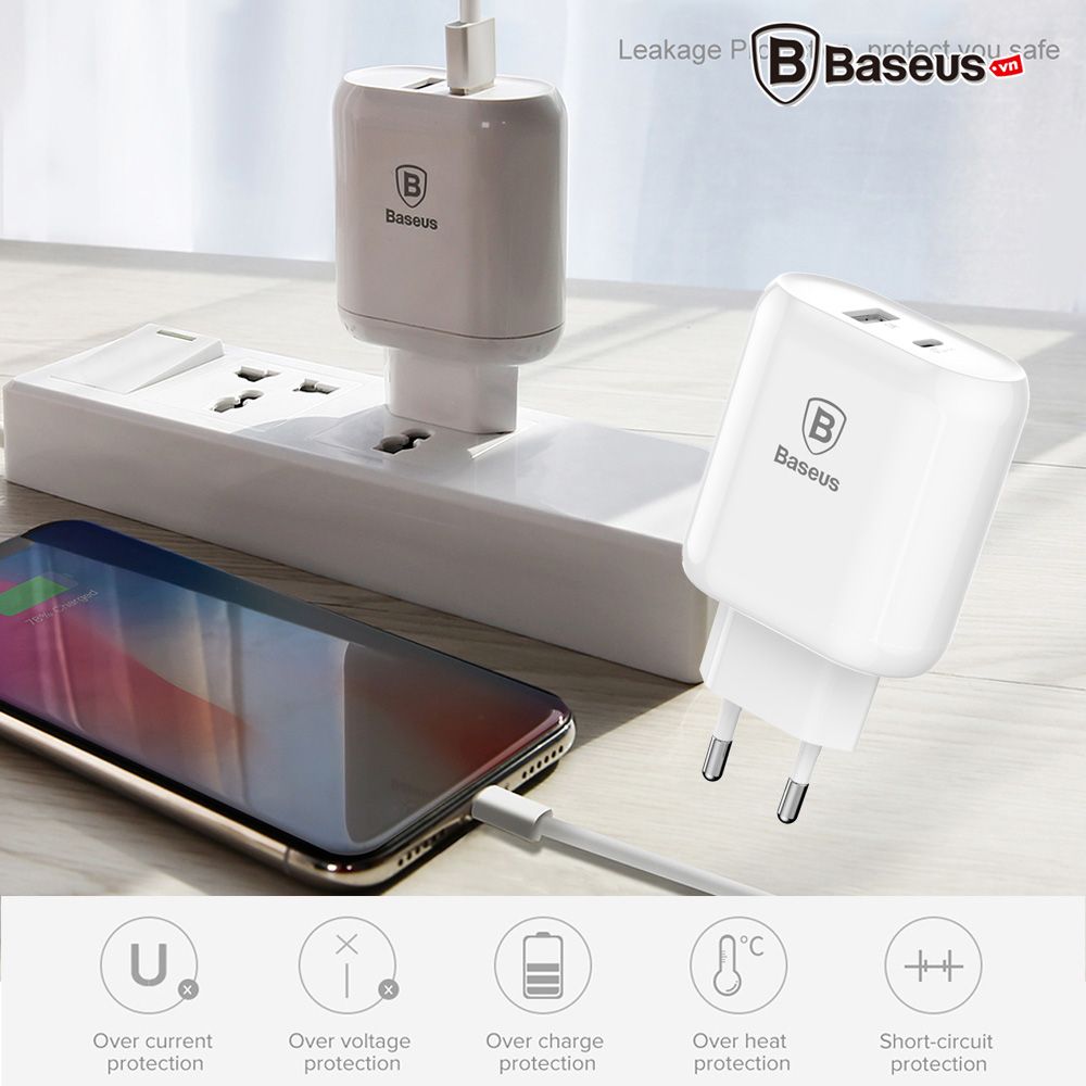 Bộ sạc nhanh đa năng 28W/ 32W Baseus Bojure cho Smartphone/ Tablet/ Macbook (2 Ports , USB + Type C PD Quick charge 3.0)