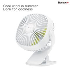 Quạt kẹp mini để bàn Baseus Box Clamping Fan (Pin sạc 2000mAh, 3 cấp tốc độ, đèn LED, xoay 360 độ )