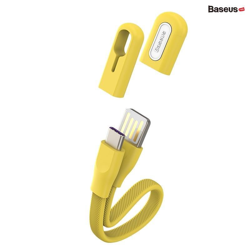 Cáp sạc ngắn 22cm tiện dụng, siêu bền Baseus Bracelet Type-C (5A Fast Charge/Huawei Supper Quick Charge, 480Mbps Data, TPE Portable Cable)