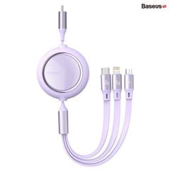 Cáp dây rút, sạc nhanh 3 đầu Baseus Bright Mirror 3 in 1 Retractable 66W/100W (Type C to Type C/Lightning/Micro USB, PD Quick charge Cable)