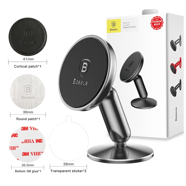 Giá đỡ điện thoại nam châm Baseus Bullet Magnetic LV363 – nhỏ gọn, chắc chắn, dùng gắn taplo ô tô, hít mạnh, xoay 360°