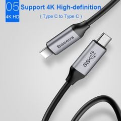 Cáp sạc nhanh và truyền dữ liệu tốc độ cao hỗ trợ xuất Video 4K Baseus Type C to C Video Support Cable ( 86W, 4.3A Quick Charge, 4K Video, 10Gbit/s)