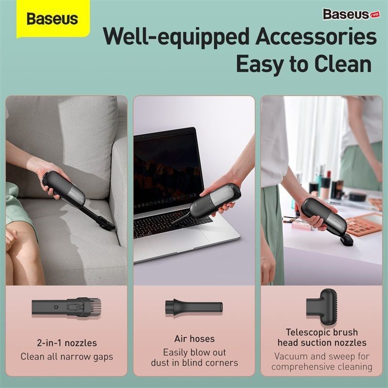 Máy hút bụi mini cầm tay Baseus C1 Capsule Vacuum Cleaner (45W, Pin sạc, 3800Pa)