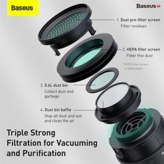 Máy hút bụi mini cầm tay Baseus C1 Capsule Vacuum Cleaner (45W, Pin sạc, 3800Pa)