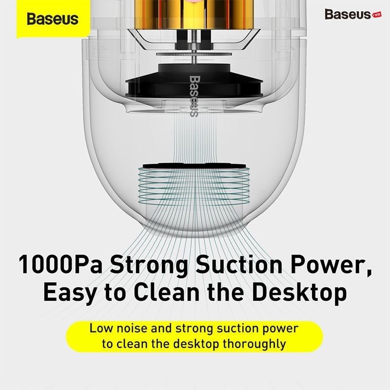 Máy hút bụi mini cầm tay Baseus C2 Desktop Capsule Vacuum Cleaner (6W, 1000 Pa, Pin sạc 900mAh)