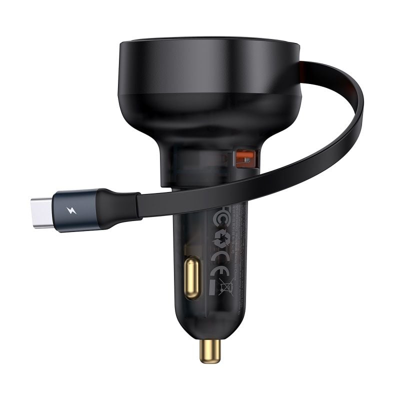 Tẩu Sạc Nhanh Kèm Cáp Dây Rút Baseus Enjoyment Pro Car Charger U+Retractable