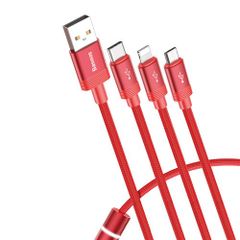 Cáp sạc và truyền dữ liệu tốc độ cao Baseus Data Function tích hợp 3 đầu kết nối Type C, Android và Lightning ( USB Type A to USB Type C/ Micro USB/ Lightning  3 in 1 Fast Charging & Sync Data Cable)