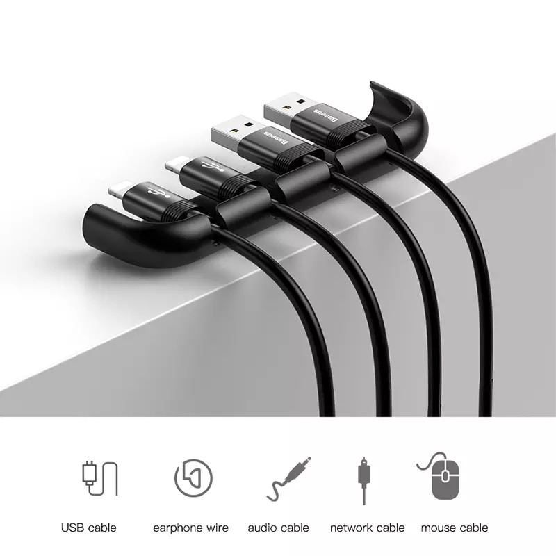 Bộ cố định dây cáp kiêm hỗ trợ dán màn hình Baseus Cable Fixing Magic Tool LV378 cho iPhone X/ XS/ XR/ XS Max (Cable Organizer and Tempered Glass Installation Helper)