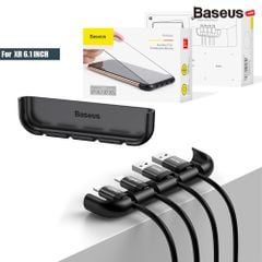 Bộ cố định dây cáp & hỗ trợ dán kính Baseus LV378 – cho iPhone X/XS/XR/XS Max, giữ cáp gọn gàng, dán màn chuẩn xác