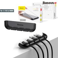 Bộ cố định dây cáp & hỗ trợ dán kính Baseus LV378 – cho iPhone X/XS/XR/XS Max, giữ cáp gọn gàng, dán màn chuẩn xác