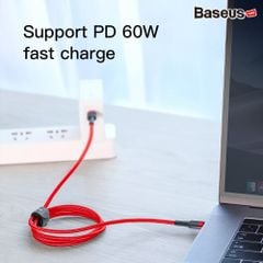 Cáp sạc nhanh & truyền data tốc độ cao Baseus Cafule C to C PD cho Smartphone/ Tablet / Macbook/ Laptop Type C (3A, 60W, Power Delivery, QC3.0 Quick Charge Cable)