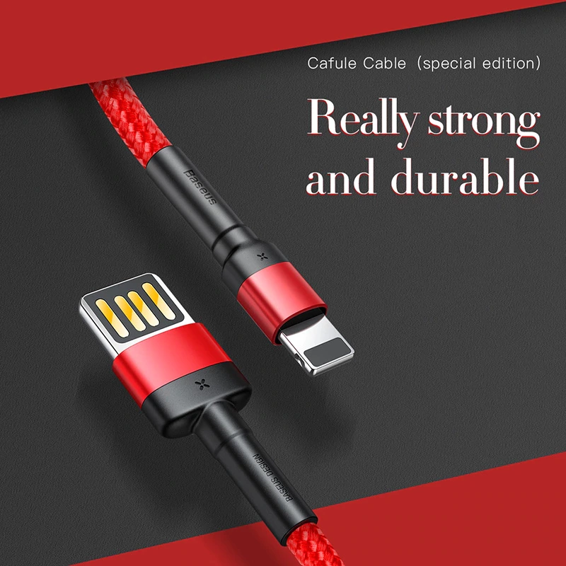 Cáp sạc , truyền dữ liệu tốc độ cao Baseus Cafule Lightning Special Edition cho iPhone/ iPad ( 2.4A, USB Double Side Fast Charge Cable)