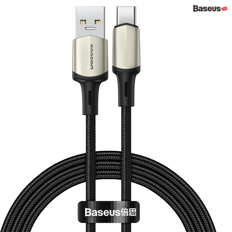 Cáp sạc nhanh, siêu bền Baseus Cafule Type C VOOC Cable cho OPPO/Samsung/Huawei/Xiaomi (5A, VOOC Officially Authorized Quick Charge, Nylon Braided + Zinc Alloy Cable)