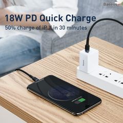 Cáp sạc nhanh C to Lightning Baseus Cafule PD 18W ( Type-C to Lightning Power Delivery Quick Charge & Data Cable )