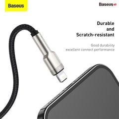 Cáp sạc nhanh, siêu bền Baseus Cafule Metal Series Lightning dùng cho iPhone/iPad (2.4A, USB A to Lightning Fast charge Cable)