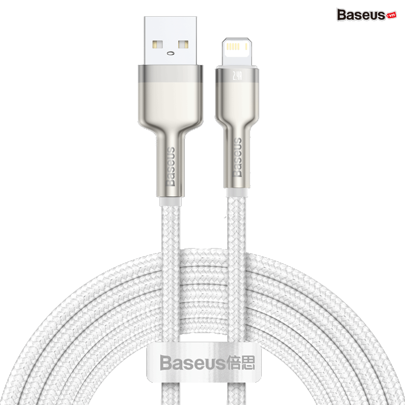 Cáp sạc nhanh, siêu bền Baseus Cafule Metal Series Lightning dùng cho iPhone/iPad (2.4A, USB A to Lightning Fast charge Cable)