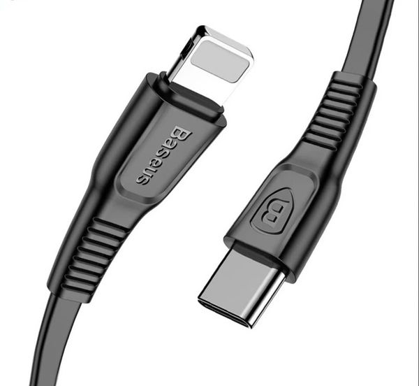 Cáp sạc nhanh và truyền dữ liệu tốc độ cao Type C - Lightning Baseus Tough Series cho iPhone 8/ 8 Plus/ iPhone X (18W, PD Quick Charging, Cáp dẹp chống rối)