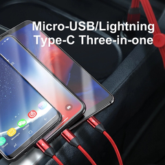 Cáp sạc 3 đầu Baseus Car Co-sharing Cable (USB Type A to USB Type C/Micro USB/Lightning, 3.5A Fast Charging & Sync Data Cable)
