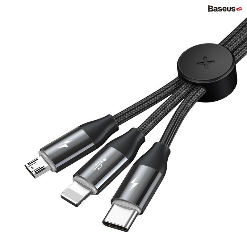 Cáp sạc 3 đầu Baseus Car Co-sharing Cable (USB Type A to USB Type C/Micro USB/Lightning, 3.5A Fast Charging & Sync Data Cable)