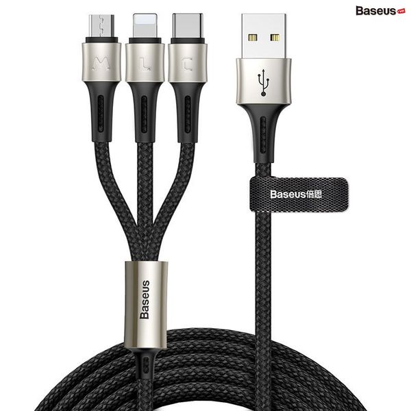 Cáp sạc và truyền dữ liệu siêu bền Baseus Caring Touch Selection 3 in 1 Cable ( USB Type A to USB Type C/ Micro USB/ Lightning  3.5A Fast Charging & Sync Data Cable)