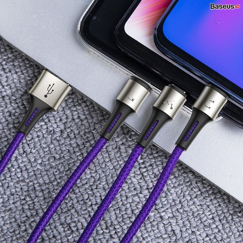 Cáp sạc và truyền dữ liệu siêu bền Baseus Caring Touch Selection 3 in 1 Cable ( USB Type A to USB Type C/ Micro USB/ Lightning  3.5A Fast Charging & Sync Data Cable)