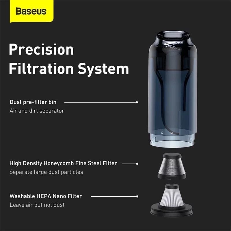 Máy hút bụi Mini cầm tay Baseus H5 Home/Car Use Vacuum Cleaner  (110W/16000Pa, 10.000mAh, 25 m using time, Vacuum Portable Cleaner for Home and Car)