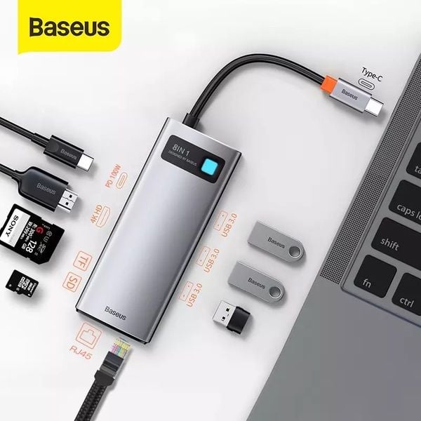 Hub chuyển đa năng Baseus Metal Gleam Series Multifunctional Docking Station cho Macbook/Laptop/Smartphone/Tablet/iPad (Type-C to HDMI/DP/VGA/USB3.1/USB3.0/LAN/SD Card Reader/Type C PD 100W, Multifunctional HUB)