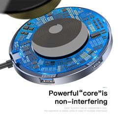 Hub chuyển Type C sang USB tích hợp sạc nhanh không dây Baseus Circular Mirror Wireless Charger 6 in 1 HUB (Type-C to USB 3.0*1+USB2.0*3/Type-C PD/4K HD)