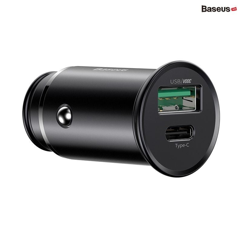 Tẩu sạc xe hơi hỗ trợ sạc nhanh VOOC Baseus Circular Metal PPS Quick Charger Car Charger (30W, VOOC, Aluminum Alloy)