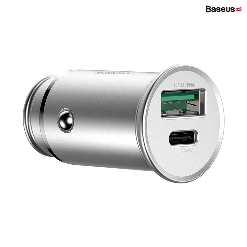 Tẩu sạc xe hơi hỗ trợ sạc nhanh VOOC Baseus Circular Metal PPS Quick Charger Car Charger (30W, VOOC, Aluminum Alloy)