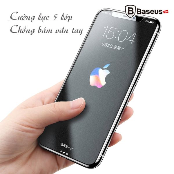 Kính cường lực 5 lớp chống bám vân tay Baseus LV161 cho iPhone X (0.25mm, Ultra Thin,  Anti Fingerprint Tempered Glass / Screen Protector)