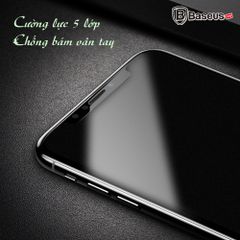 Kính cường lực 5 lớp chống bám vân tay Baseus LV161 cho iPhone X (0.25mm, Ultra Thin,  Anti Fingerprint Tempered Glass / Screen Protector)