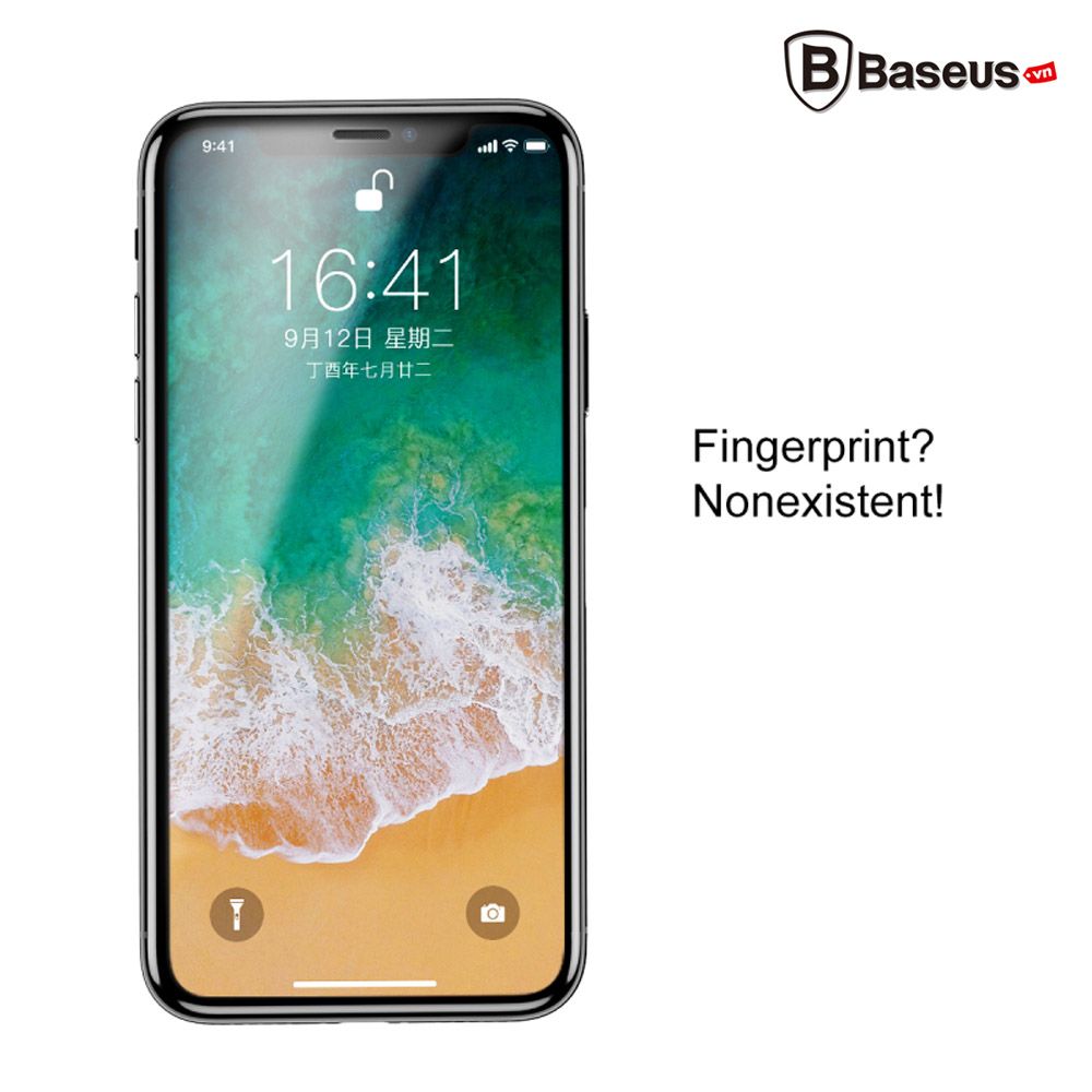 Kính cường lực 5 lớp chống bám vân tay Baseus LV161 cho iPhone X (0.25mm, Ultra Thin,  Anti Fingerprint Tempered Glass / Screen Protector)