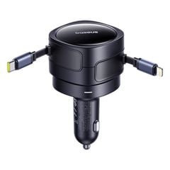 Tẩu sạc đa năng Baseus Enjoyment Max 60W – Kèm cáp rút C+Lightning / C+C, xoay 180°, dây 0.8m, sạc nhanh tiện lợi