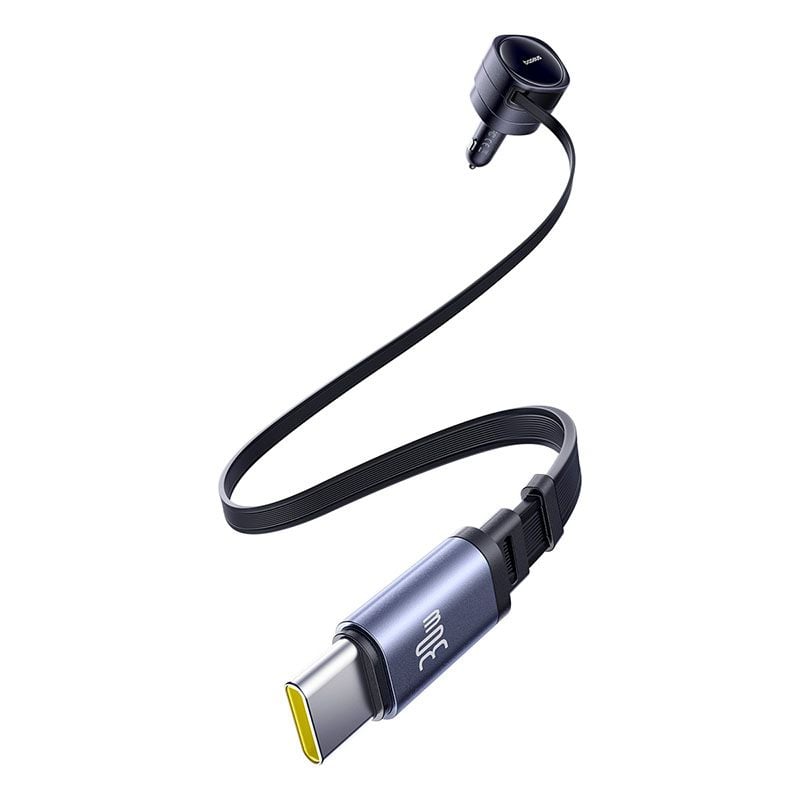 Tẩu sạc đa năng Baseus Enjoyment Max 60W – Kèm cáp rút C+Lightning / C+C, xoay 180°, dây 0.8m, sạc nhanh tiện lợi