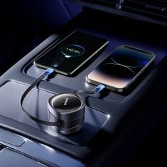 Tẩu sạc đa năng Baseus Enjoyment Max 60W – Kèm cáp rút C+Lightning / C+C, xoay 180°, dây 0.8m, sạc nhanh tiện lợi