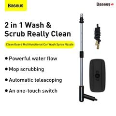 Bộ vòi xịt tăng áp rửa xe và chổi lau dùng cho xe hơi Baseus Clean Guard Multifunctional Car Wash Spray Nozzle