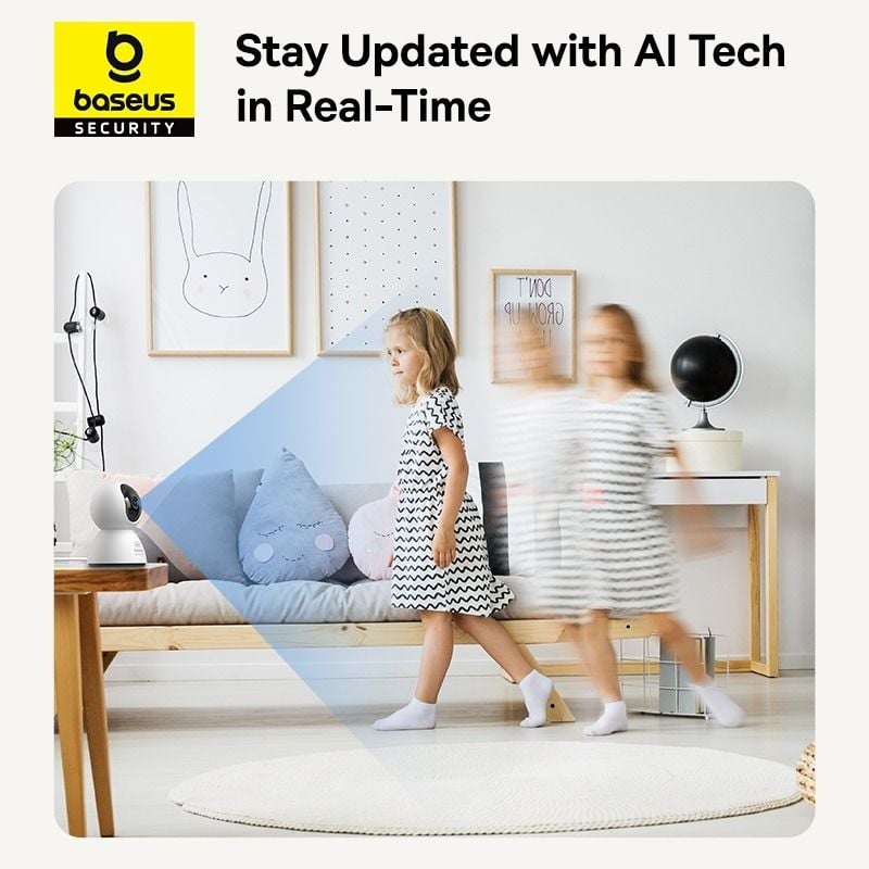 Camera Quan Sát Baseus Security P1 Indoor Camera 3K (Zoom 8X, 2.4G/5G Wifi, Xoay Ngang 360°, Dọc 90°, Phát Hiện Trẻ Em Khóc)