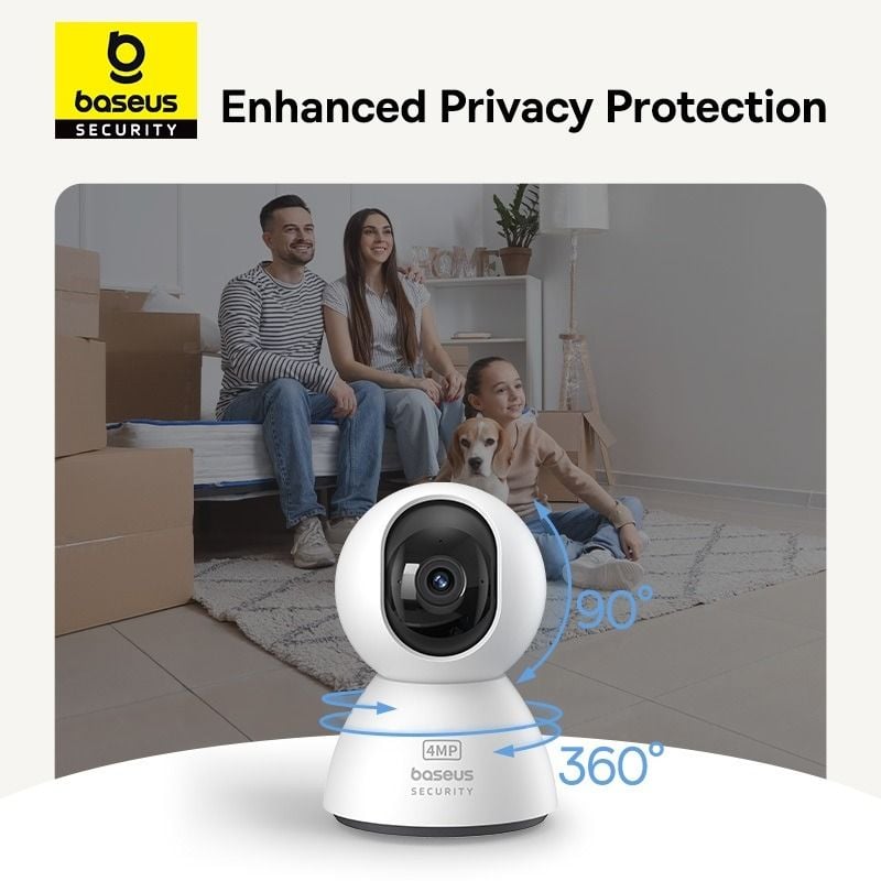 Camera Quan Sát Baseus Security P1 Indoor Camera 3K (Zoom 8X, 2.4G/5G Wifi, Xoay Ngang 360°, Dọc 90°, Phát Hiện Trẻ Em Khóc)