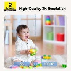 Camera Quan Sát Baseus Security P1 Indoor Camera 3K (Zoom 8X, 2.4G/5G Wifi, Xoay Ngang 360°, Dọc 90°, Phát Hiện Trẻ Em Khóc)