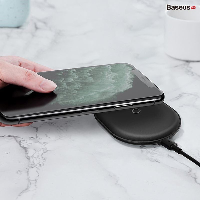 Đế sạc nhanh không dây Baseus Cobble Wireless Quick Charger 15W cho iPhone/ Samsung/ Xiaomi/ Oppo/ Vivo (Wireless Quick Charge)