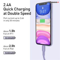 Cáp sạc và truyền dữ liệu tốc độ cao cho iPhone Baseus Colourful Lightning Cable (2.4A, Lightning, FastCharging & Sync Data TPE Cable)