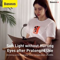 Đèn kẹp đọc sách mini Baseus Comfort Reading Mini Clip Lamp ( Dịu mắt, chân kẹp, 3 mức sáng, pin sạc 350mAh, 24h sử dụng)