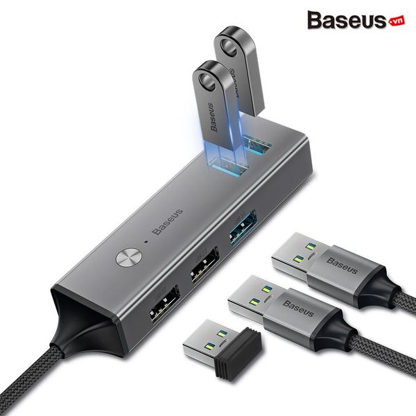 Bộ HUB chuyển đổi Type C sang USB 3.0 Baseus Cube HUB (Type C 3.0 to 3 USB3.0 + 2 USB2.0 OTG HUB)