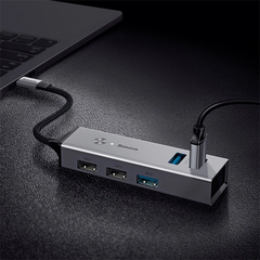 Bộ HUB chuyển đổi Type C sang USB 3.0 Baseus Cube HUB (Type C 3.0 to 3 USB3.0 + 2 USB2.0 OTG HUB)