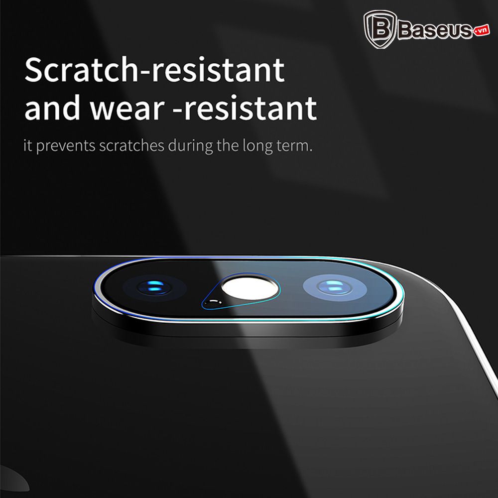 Kính cường lực 5 lớp chống trầy Camera Baseus Sapphire LV223 cho iPhone X (0.2 mm, 5D, Scratch Proof Camera Lens Protector)