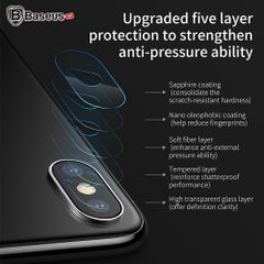 Kính cường lực 5 lớp chống trầy Camera Baseus Sapphire LV223 cho iPhone X (0.2 mm, 5D, Scratch Proof Camera Lens Protector)