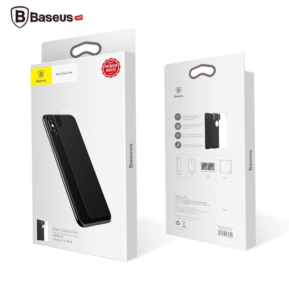Kính cường lực chống trầy mặt lưng Baseus LV178 cho iPhone X (0.3mm, Ultra Thin, Back Protector)
