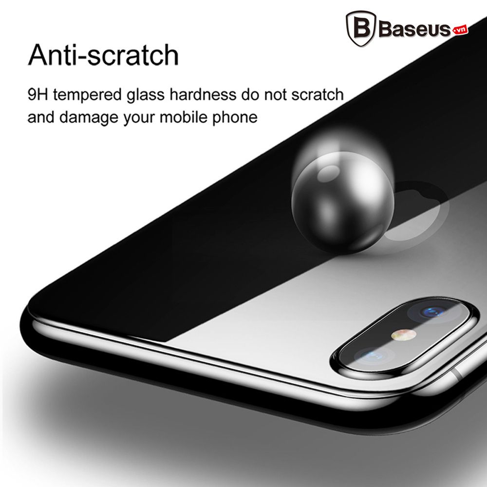 Kính cường lực chống trầy mặt lưng Baseus LV178 cho iPhone X (0.3mm, Ultra Thin, Back Protector)